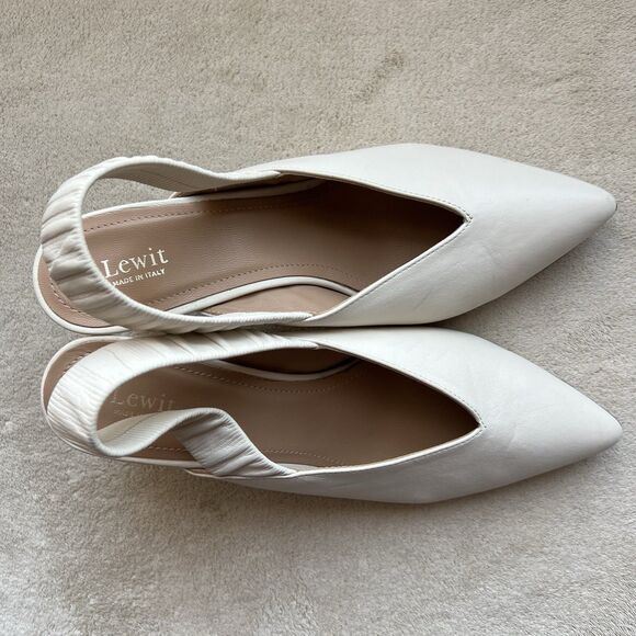Lewit Marta Cream Leather Slingback Pump Women EU 36.5 US 6 Classic Pointed Toe - Picture 8 of 14